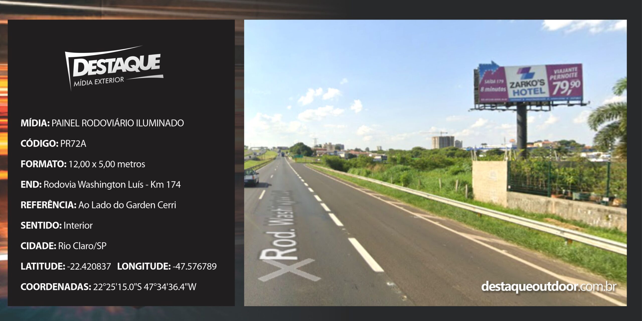 Cód. PR72iA - Painel Rodoviário - 12x5m - ILUMINADO