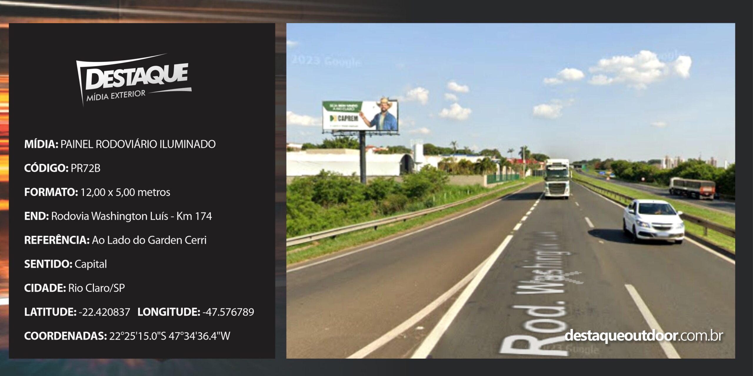 Cód. PR72iB - Painel Rodoviário - 12x5m - ILUMINADO