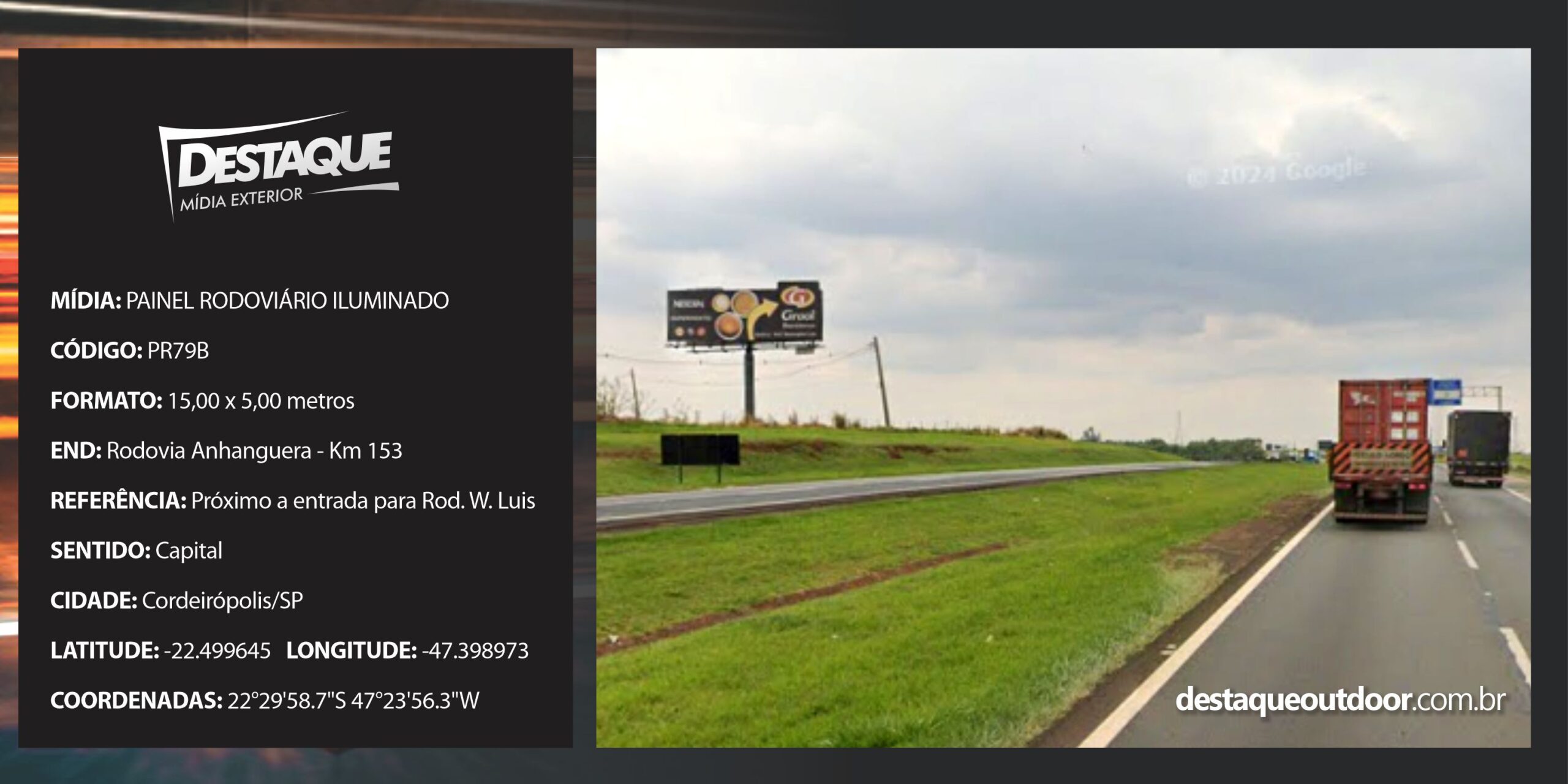 Cód. PR79iB - Painel Rodoviário - 15X5m - ILUMINADO