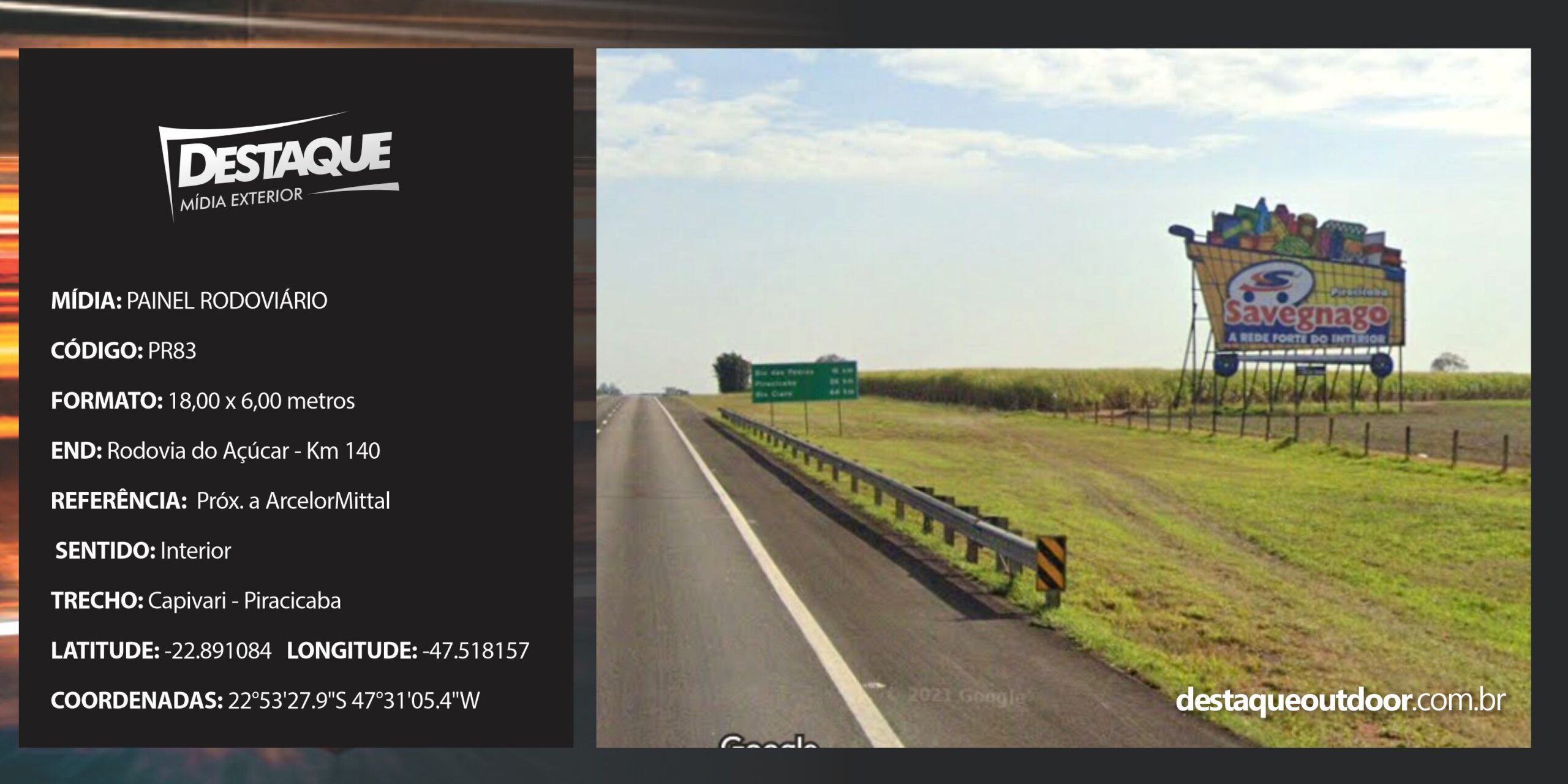 Cód. PR83 - Painel Rodoviário - 18x6m
