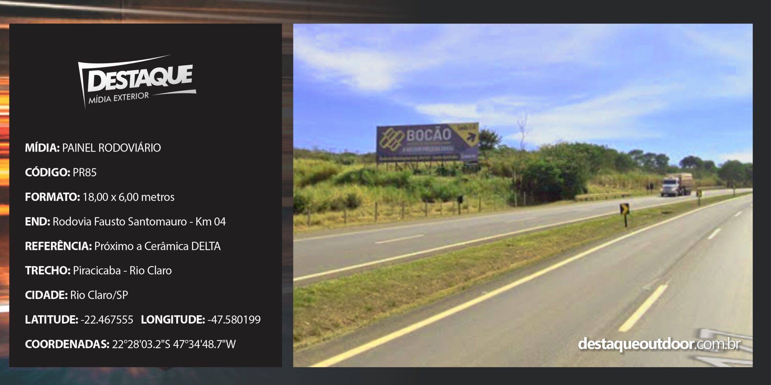 Cód. PR85i - Painel Rodoviário - 18x6m - ILUMINADO