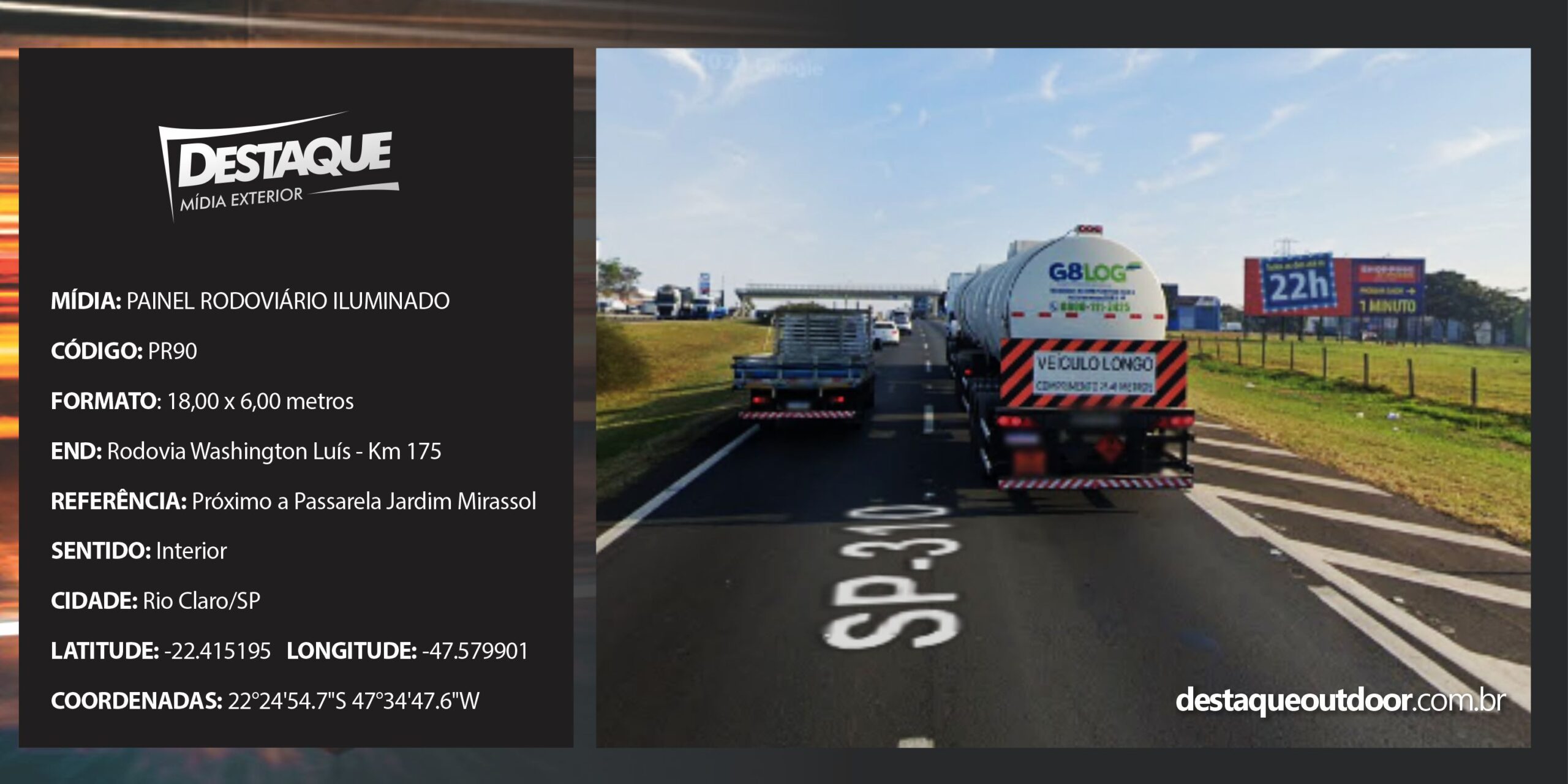 Cód. PR90i - Painel Rodoviário - 18x6m - ILUMINADO