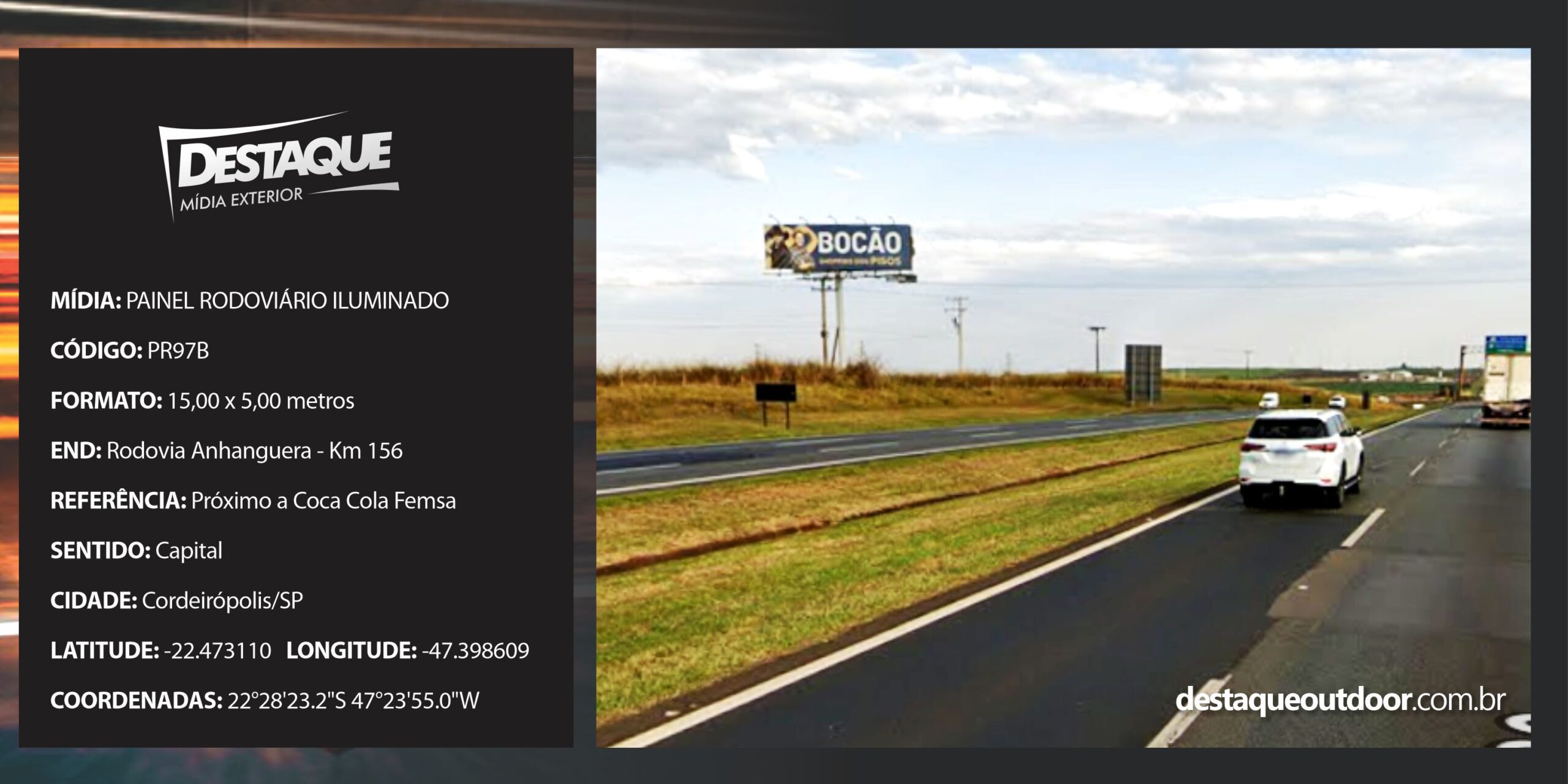 Cód. PR97iB - Painel Rodoviário - 15x5m - ILUMINADO