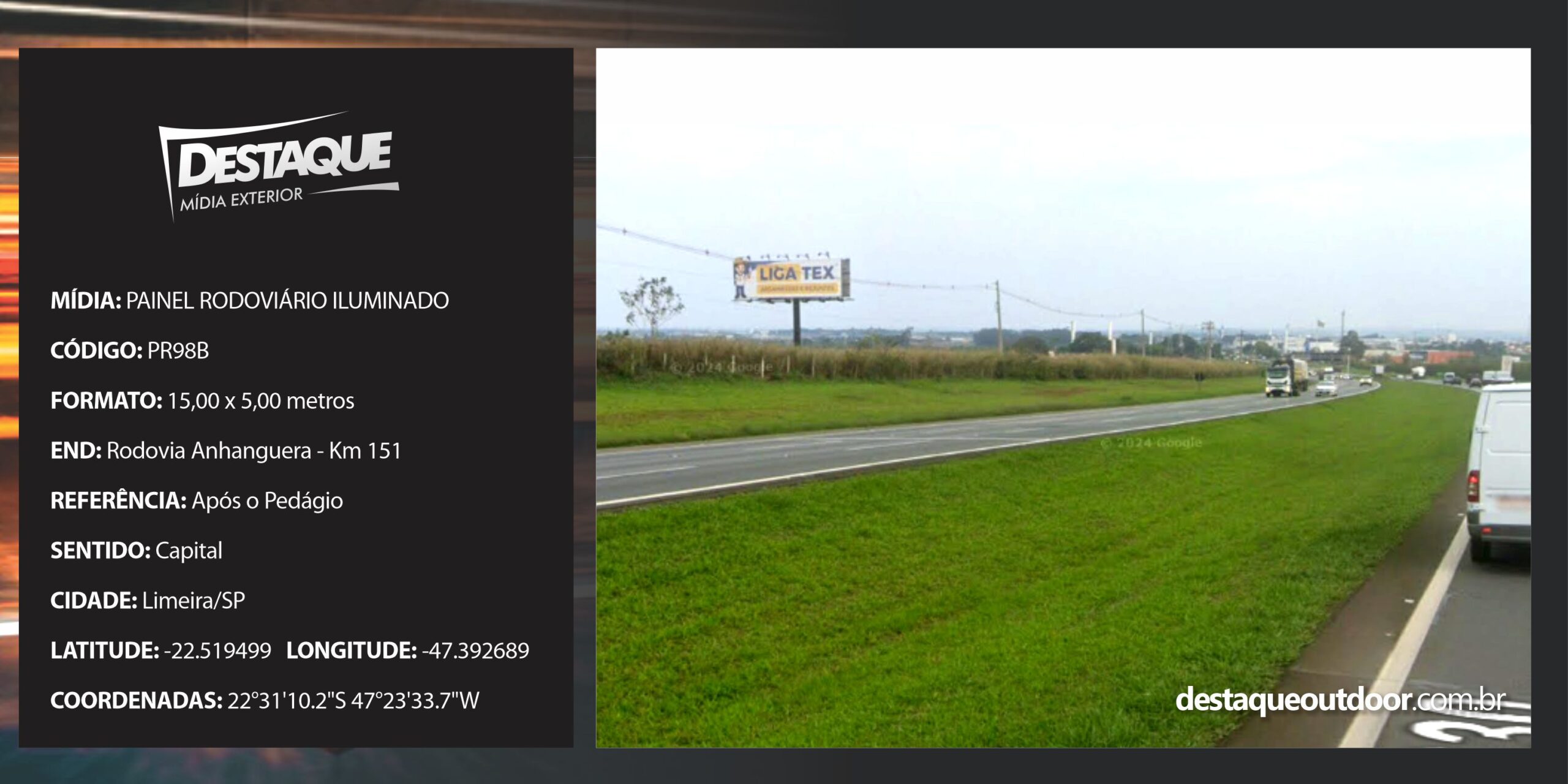 Cód. PR98iB - Painel Rodoviário - 15x5m - ILUMINADO